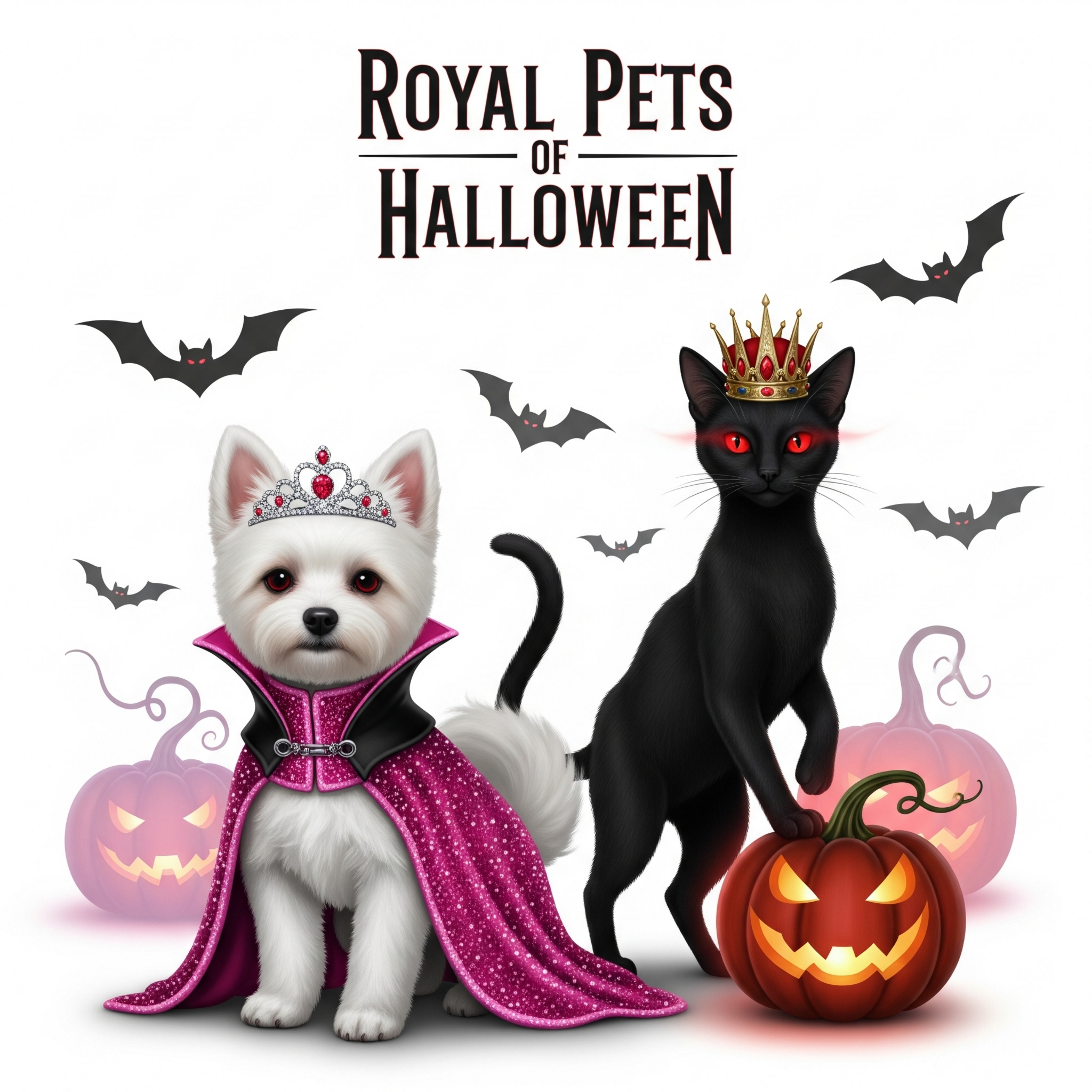 The Real Pets of Halloween – Girls Edition | Cute Pet Clipart Pack 🎀🐶🐱 (9 Designs)