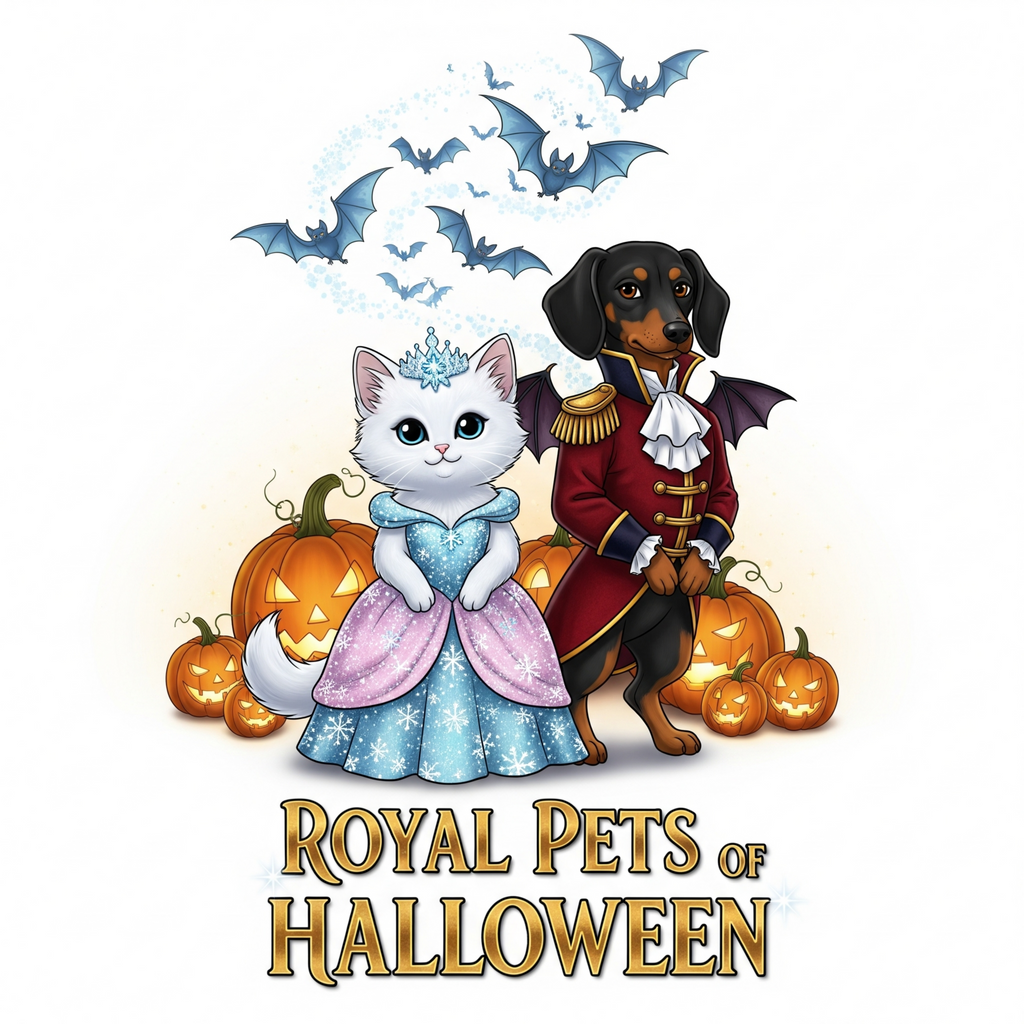 Royal Pets of Halloween Clipart & Wall Art Pack | Cute Pet Kings & Queens 👑🐾 (10 Designs)