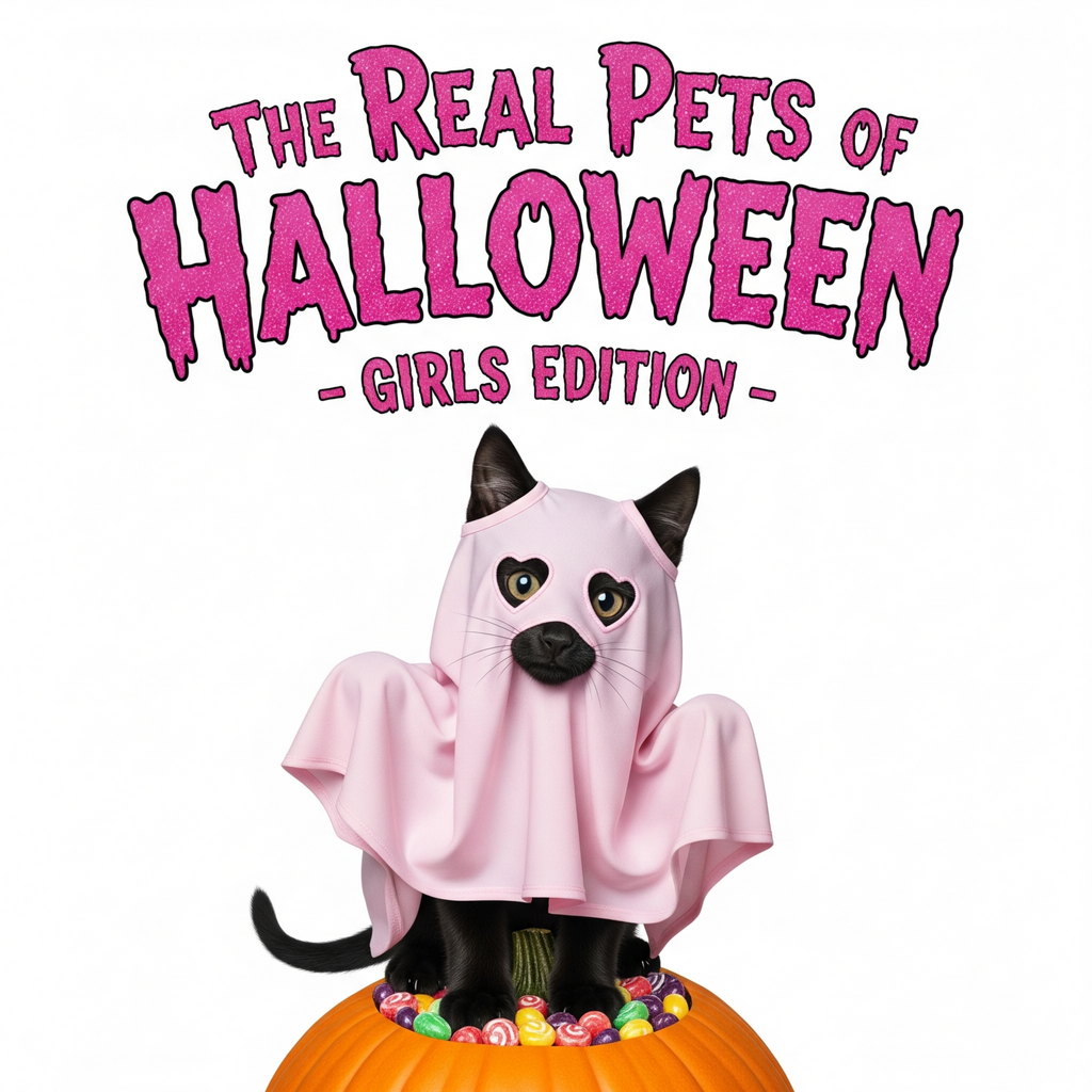 The Real Pets of Halloween – Girls Edition | Cute Pet Clipart Pack 🎀🐶🐱 (9 Designs)