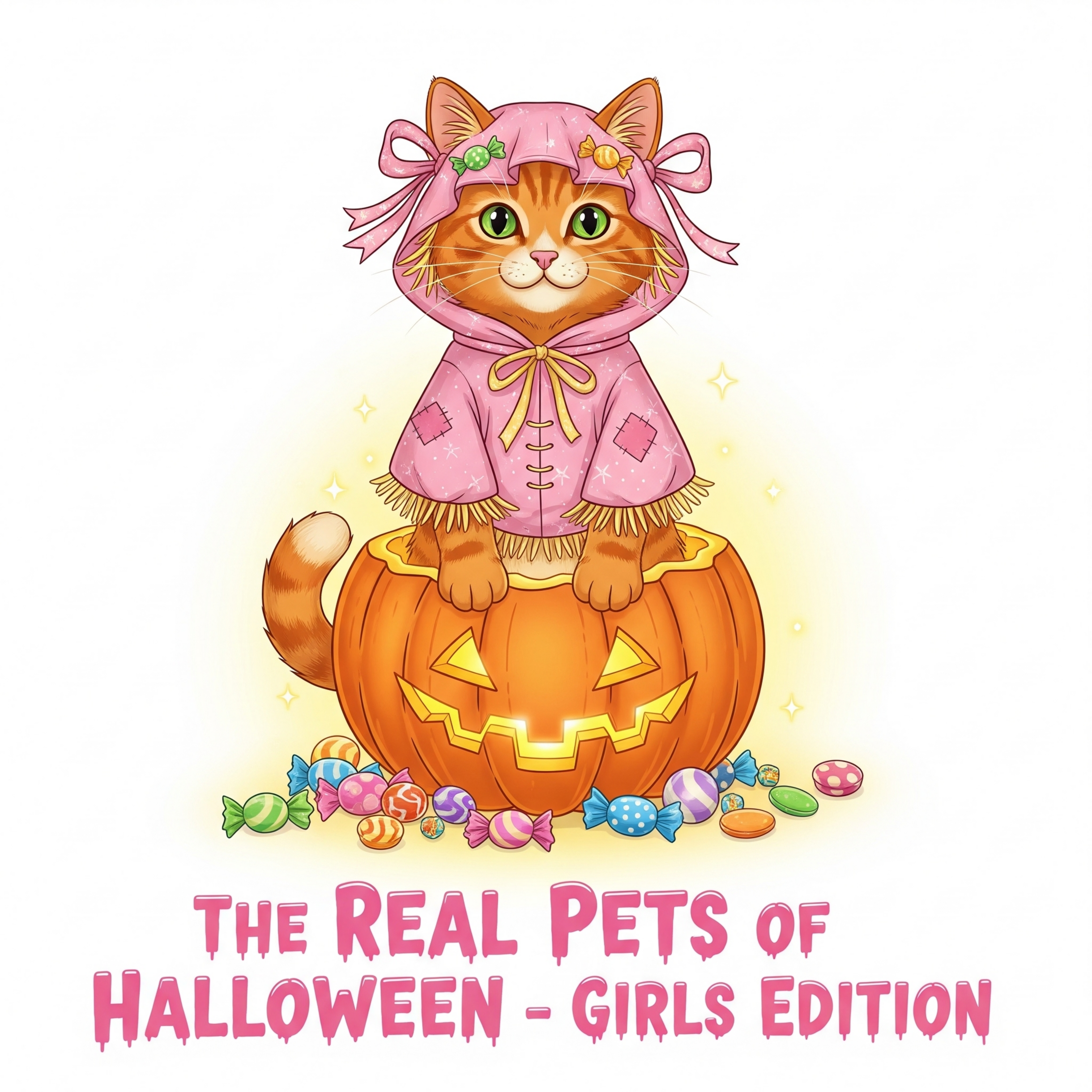 The Real Pets of Halloween – Girls Edition | Cute Pet Clipart Pack 🎀🐶🐱 (9 Designs)