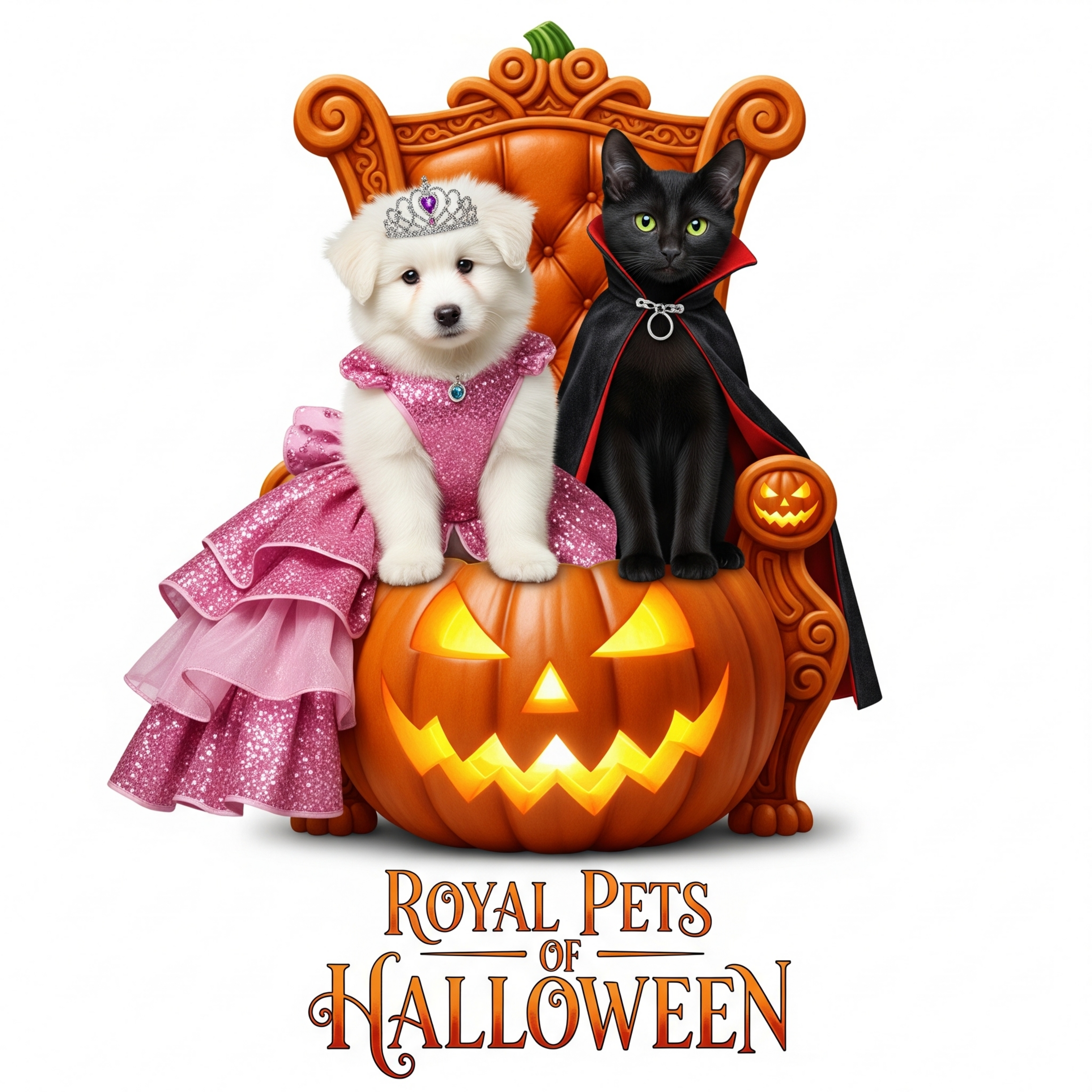 Royal Pets of Halloween Clipart & Wall Art Pack | Cute Pet Kings & Queens 👑🐾 (10 Designs)