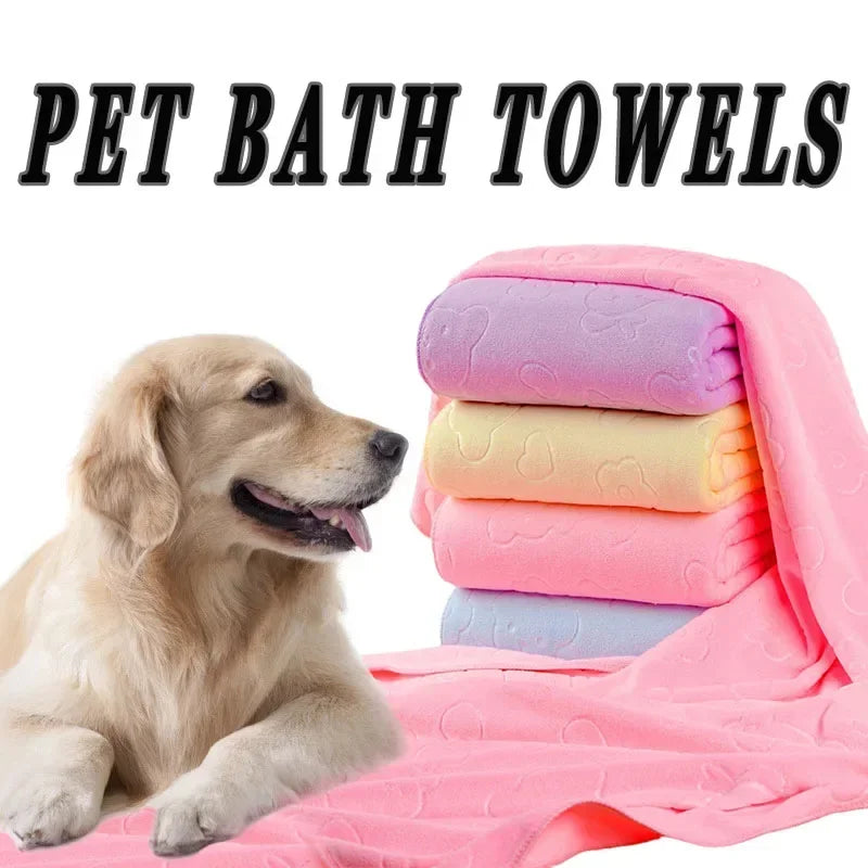 Microfiber Pet Bath Towel – Quick Dry Soft Absorbent Dog Drying Towel with Durable Edging