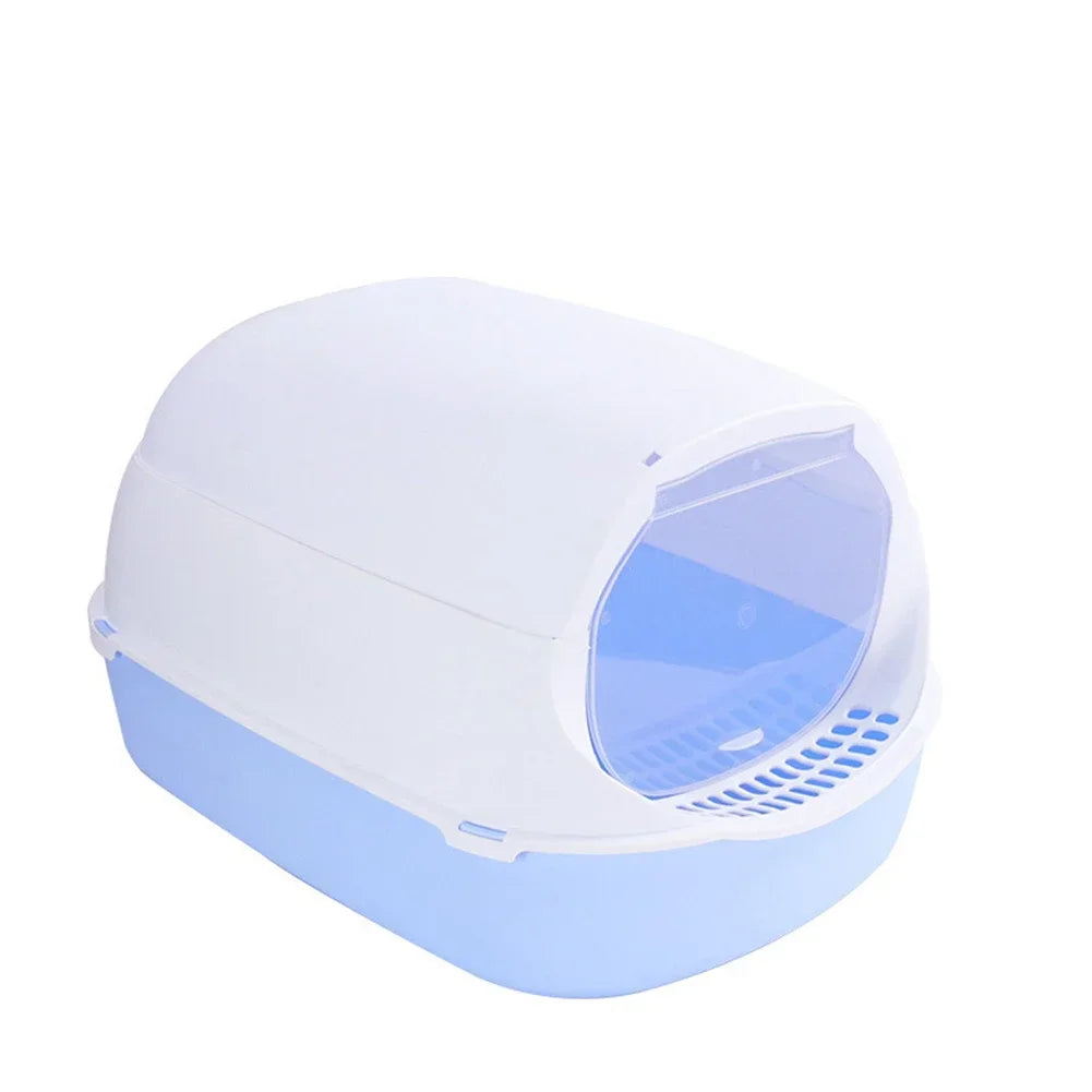 Semi-Enclosed Cat Litter Box – Splashproof Kitty Toilet Tray