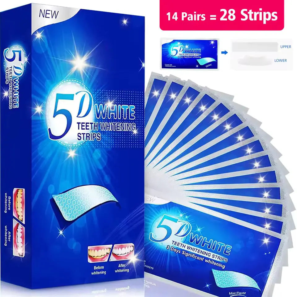 5D White Teeth Whitening Strips For Fast Visible Results