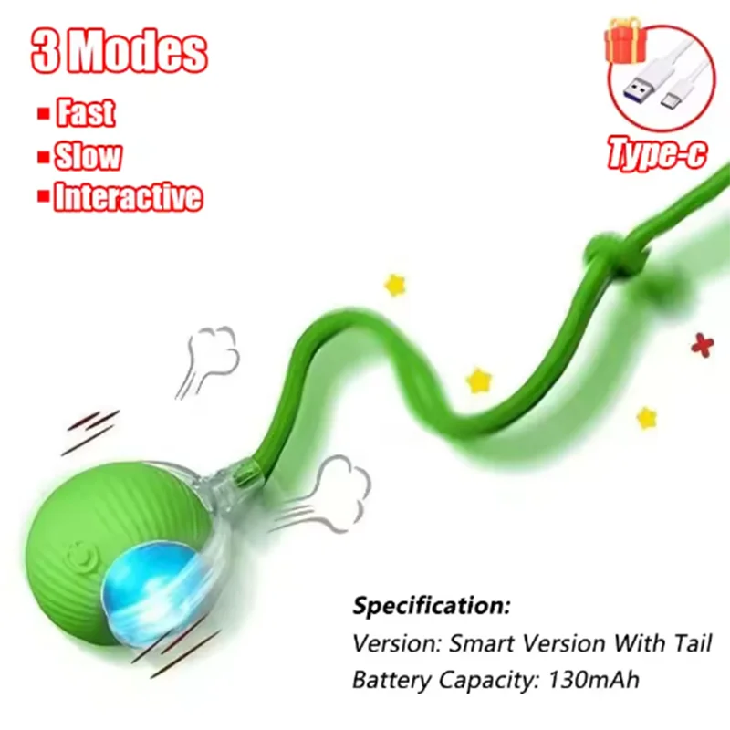 Interactive Smart Cat Toy Ball – USB Rechargeable Automatic Rolling Pet Toy