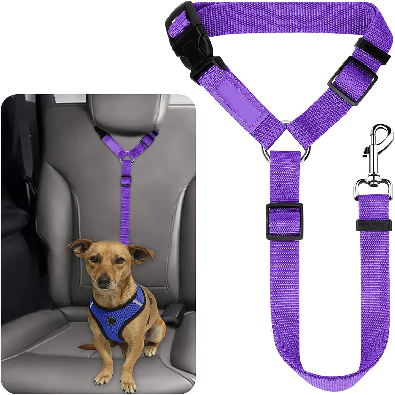 Adjustable Nylon Dog Seat Belt  –  Car Safety Restraint