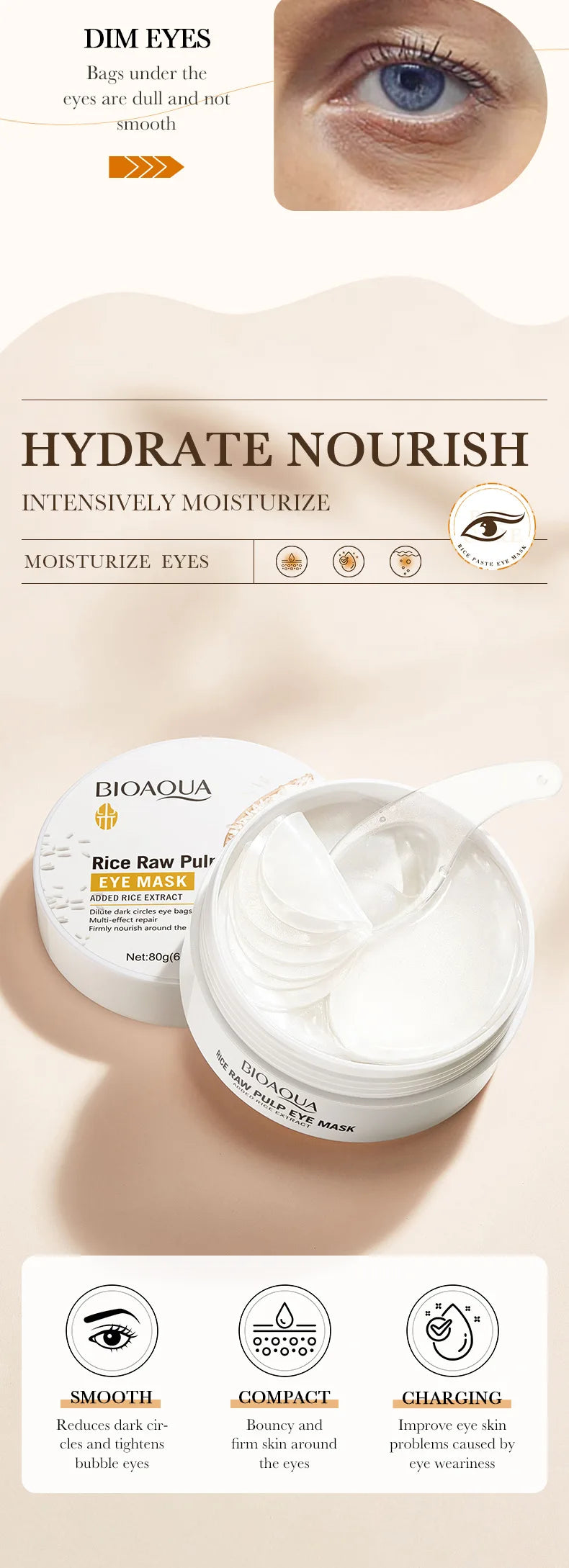 Glycerine Rice Extract Under Eye Patches For Relaxation