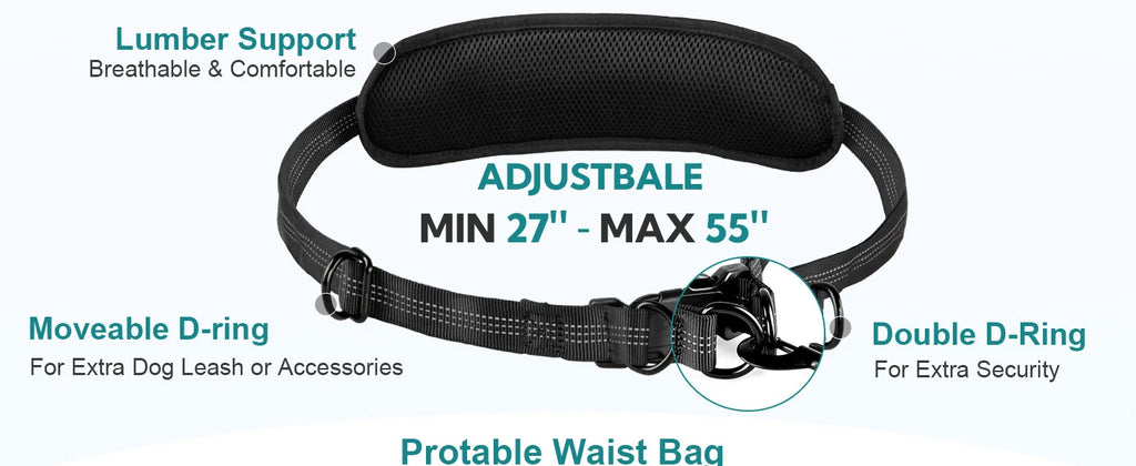 Double Hands Free Dog Leash – Bungee Waist Leash for Two Dogs