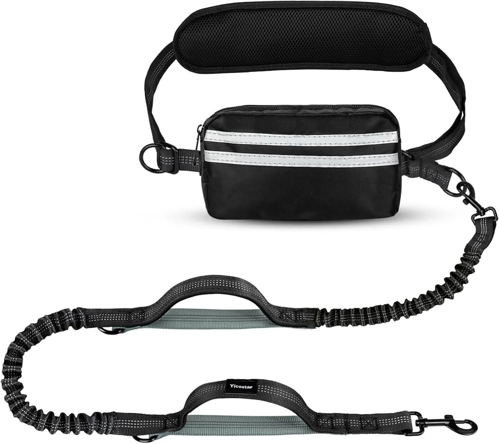 Double Hands Free Dog Leash – Bungee Waist Leash for Two Dogs