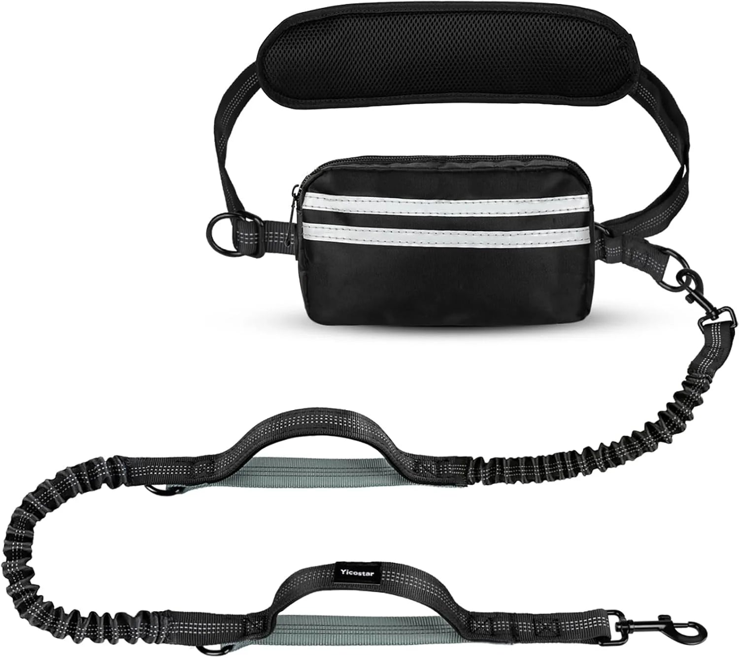 Double Hands Free Dog Leash – Bungee Waist Leash for Two Dogs