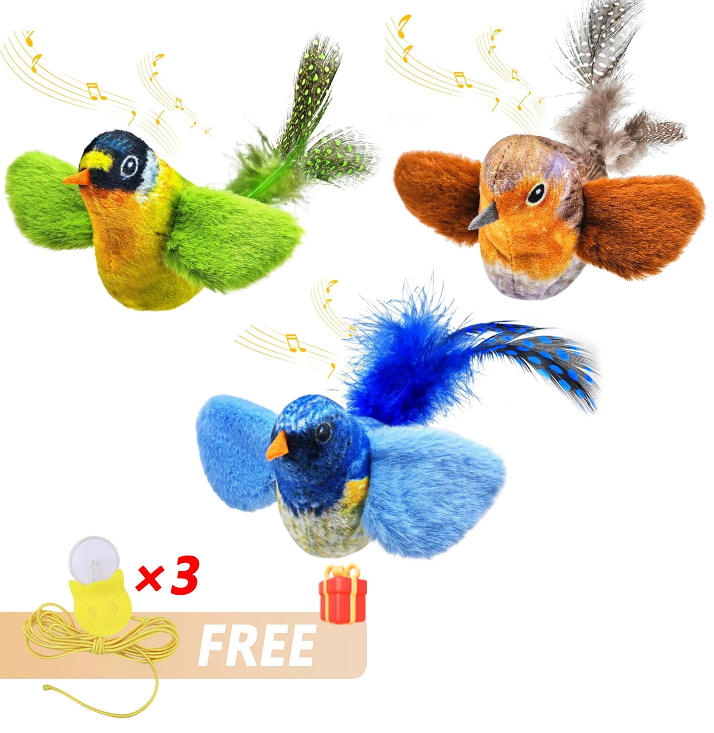 Chirping Bird Cat Toy – Interactive Hanging Plush for Hunting & Play