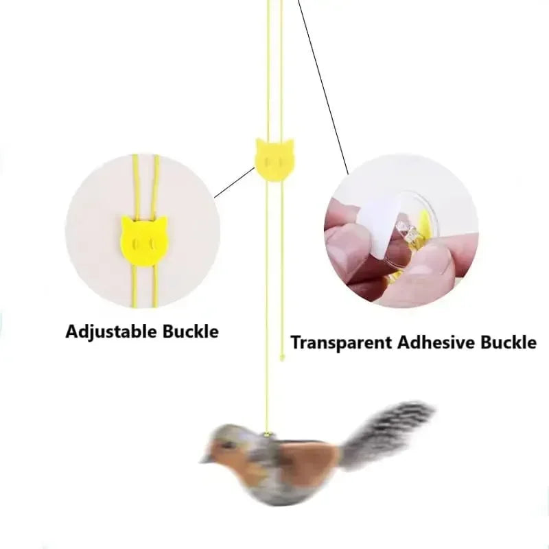 Chirping Bird Cat Toy – Interactive Hanging Plush for Hunting & Play