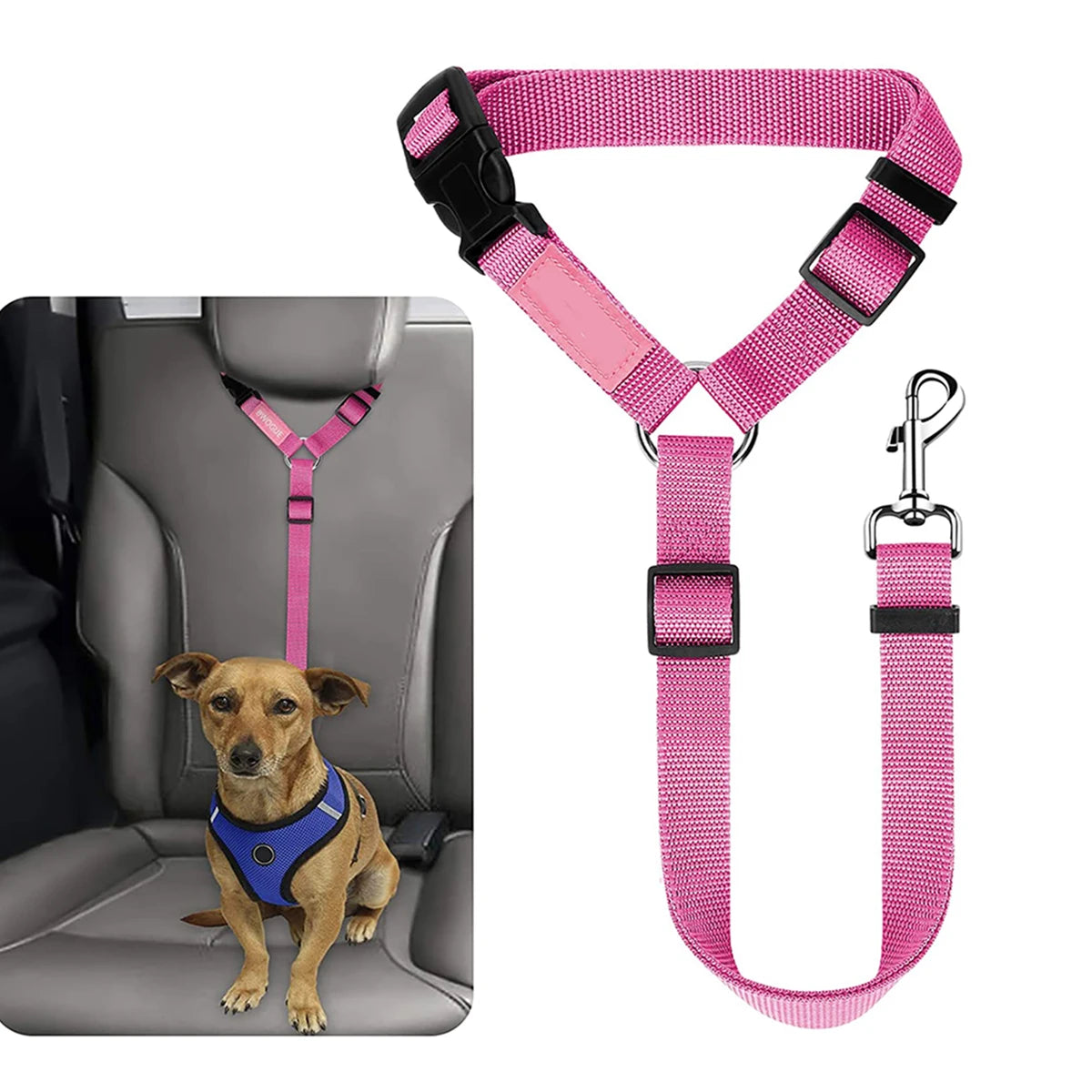 Adjustable Nylon Dog Seat Belt  –  Car Safety Restraint