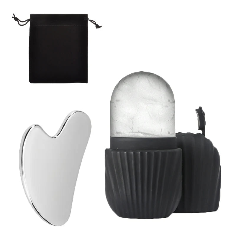 Gua Sha Ice Roller 3- Piece Set For Facial Contouring And Lifting