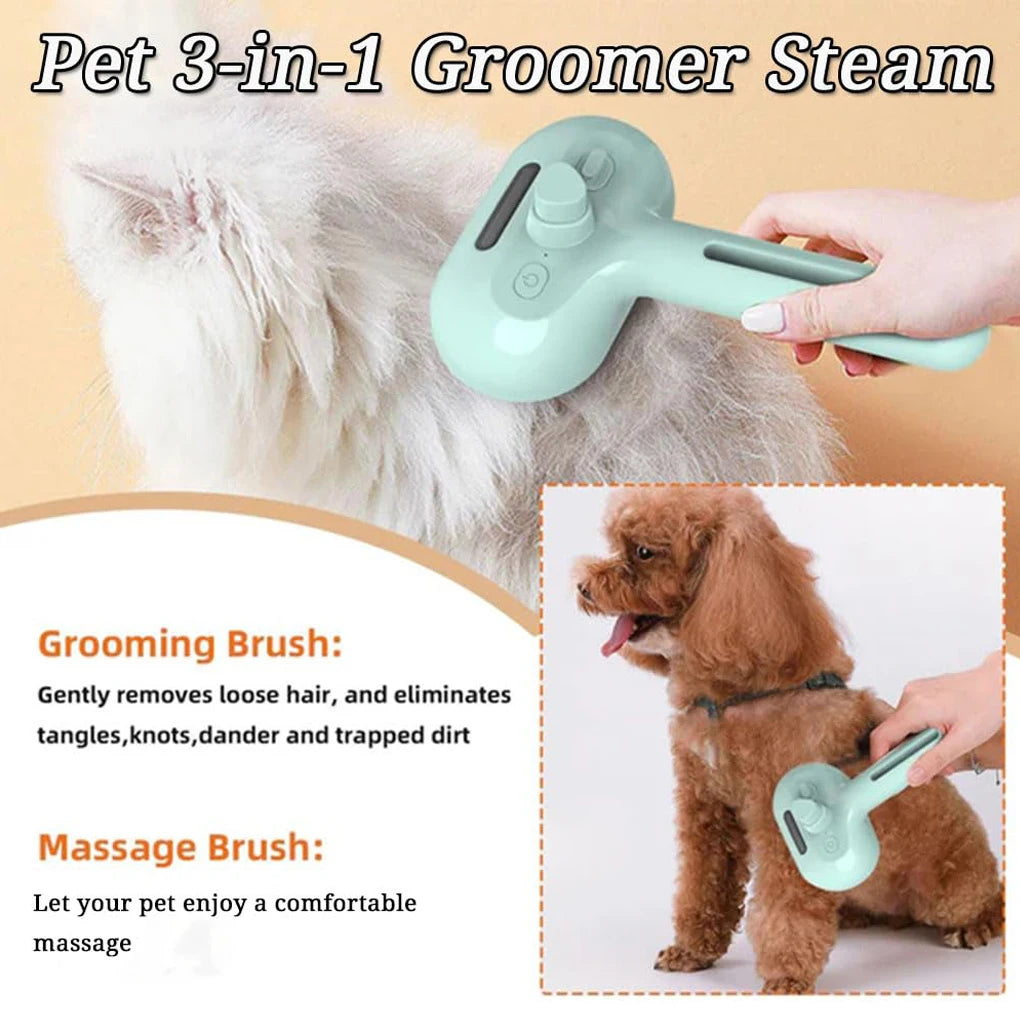 Dog & Cat Steam Grooming Brush – Detangle and Smooth Fur