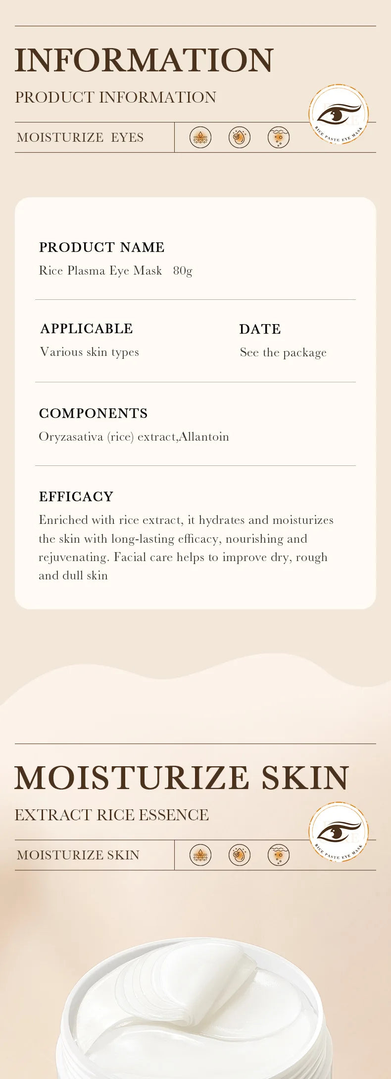 Glycerine Rice Extract Under Eye Patches For Relaxation