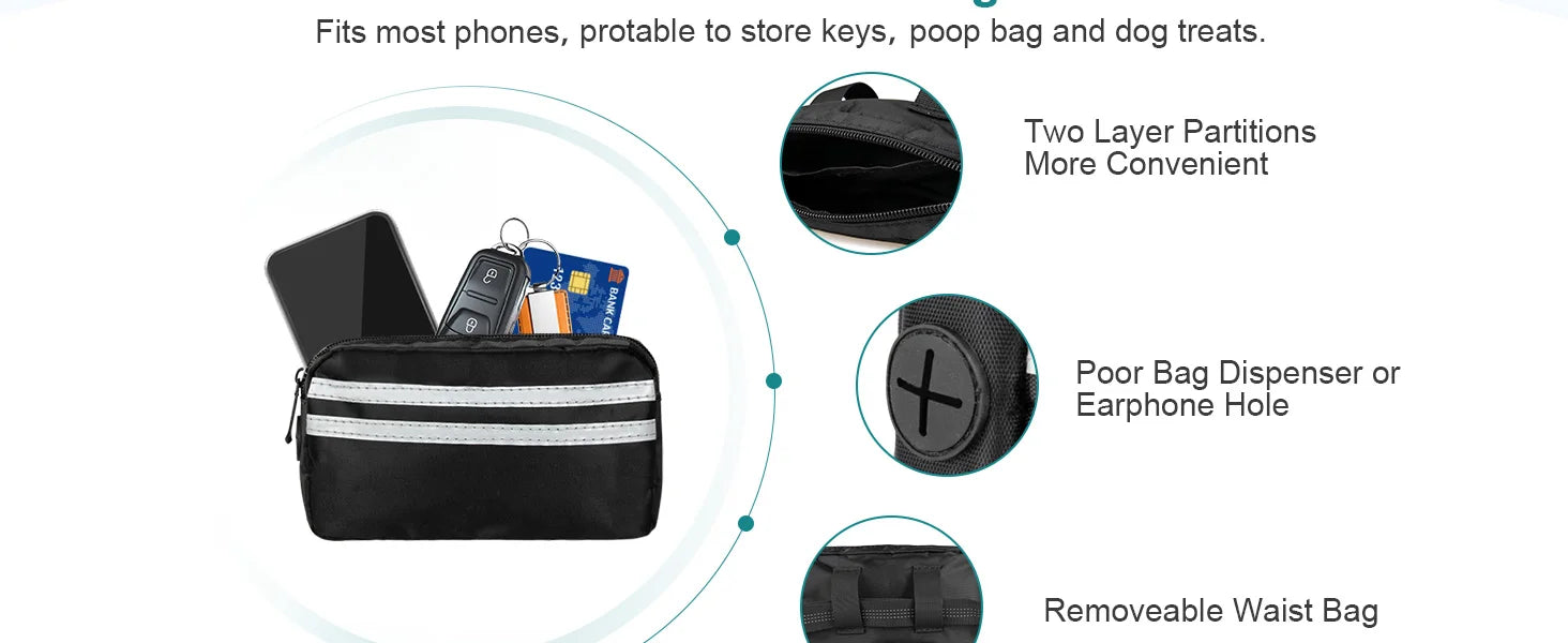 Double Hands Free Dog Leash – Bungee Waist Leash for Two Dogs