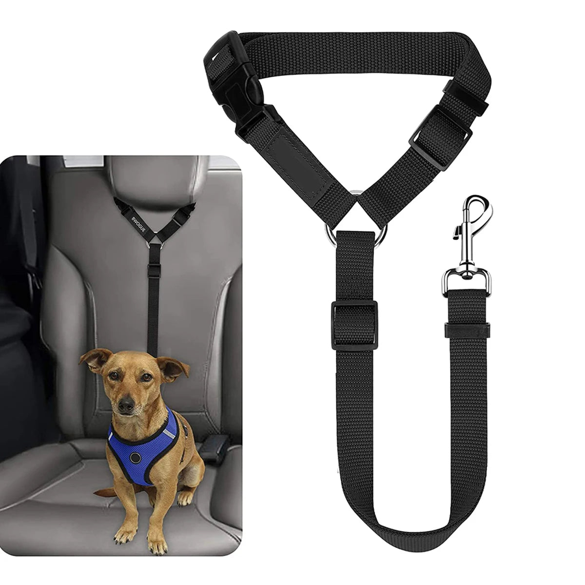 Adjustable Nylon Dog Seat Belt  –  Car Safety Restraint