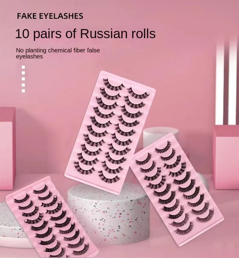 10 Pairs Lightweight Comfortable False Eyelashes For Long Day Wear