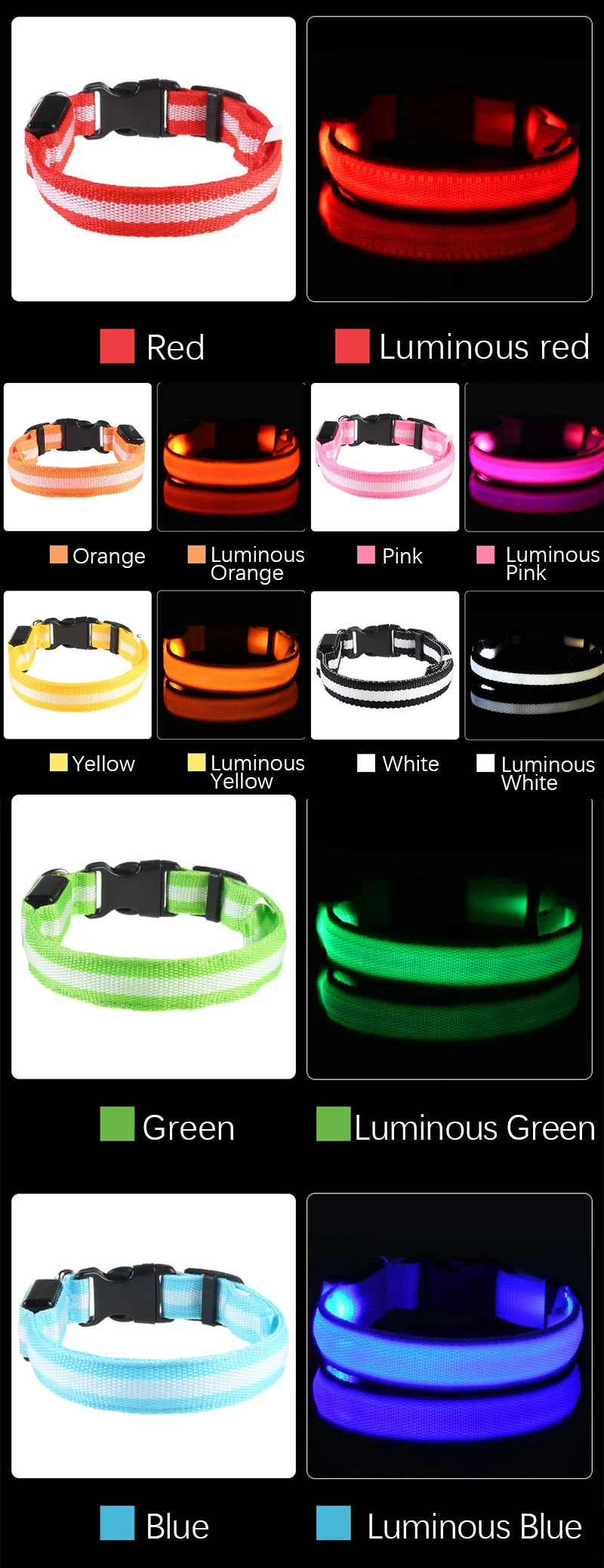 LED Light-Up Dog Collar – Adjustable Battery-Powered Collar with 3 Flash Modes for Small, Medium & Large Dogs
