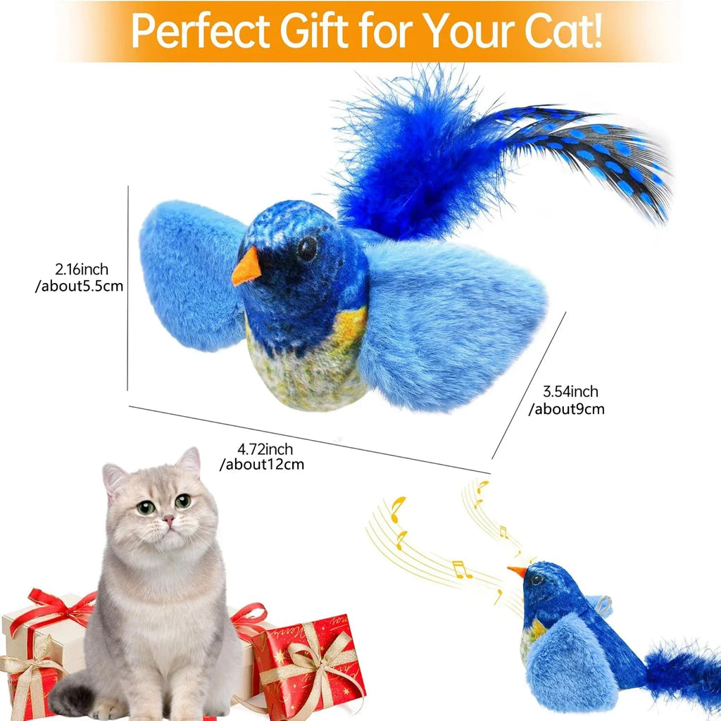 Chirping Bird Cat Toy – Interactive Hanging Plush for Hunting & Play