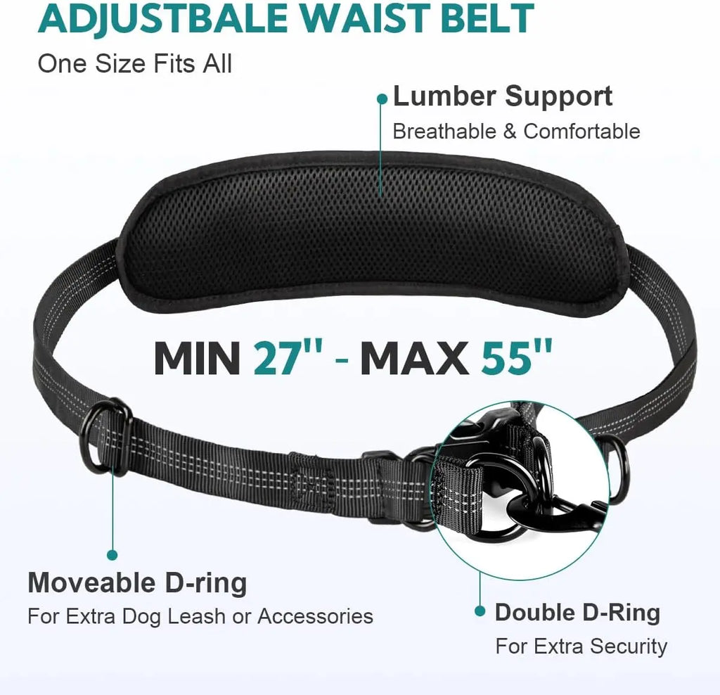 Double Hands Free Dog Leash – Bungee Waist Leash for Two Dogs