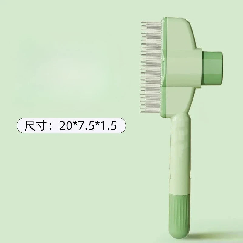 green self-cleaning pet slicker brush displayed on a plain background