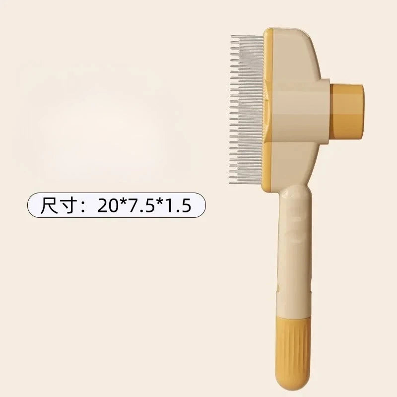 Yellow self-cleaning pet slicker brush displayed on a plain background